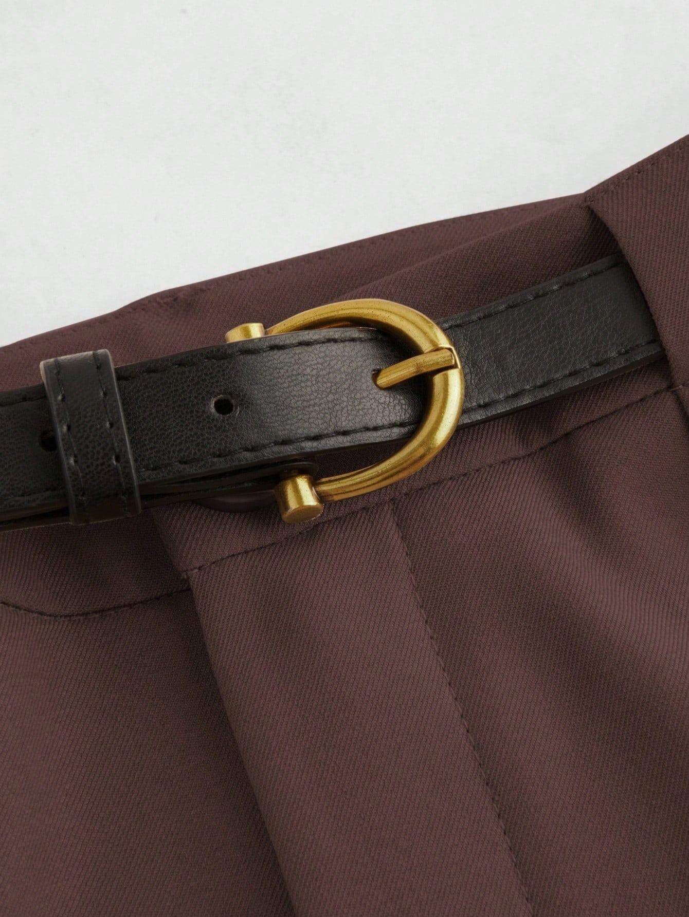 بنطلون ذو خصر متوسط، لون أحادي، أنيق