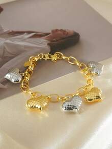 1 chiếc vòng tay thời trang nữ phong cách Bohemian hình trái tim hai tông màu, thiết kế thanh lịch, đế đồng, phù hợp đeo hàng ngày và làm trang sức cưới, phụ kiện theo mùa - Hai màu - Xem 6