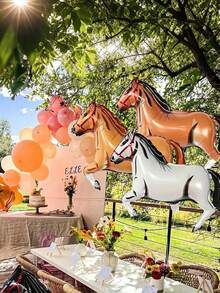 1/4/8 件金属马铝箔气球，白色、黑色、棕色、黄色马形气球，适用于牛仔派对装饰、生日派对、主题派对室内外装饰