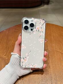 1pc Minimalist Cherry Blossom Design Transparent TPU Protective Case, Compatible With Apple 16, 16 Plus, 16 Pro Max, 16 Pro, 11, 15 Pro Max, 14 Pro Max, Compatible With Galaxy, Compatible With Realme C15, Compatible With Infinix Hot30i, K60 Ultra, Compatible With Redmi A5/Note 14 Soft Case Waterproof Shockproof Anti-Fall Scratch Resistant - Clear - View 5