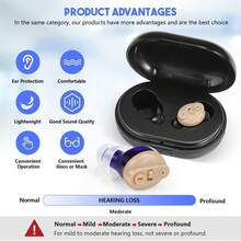Hearing Aids For Seniors Rechargeable With Noise Cancelling,  Hearing Aids Rechargeable With Portable Charging Case (Black) - 黑色 - 查看 2