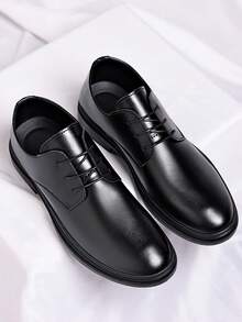男士系带正式商务休闲婚鞋，全新设计 - 黑色 - 查看 8