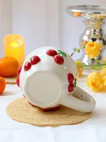 1pc 400ml Ceramic Cup With Fruit Pattern, Espresso Cup, Creative Ceramic Gift, Water Cup, Holiday Coffee Cup/Tea Cup, High-Quality Office/Home Breakfast Cup, Couple Gift Cup Back To School