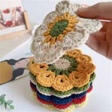 Cute Flower Cup Mat/Placemat, Crochet Heat Insulation Pad, Handmade Yarn Bowl Crochet Set