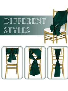 1pc/6pcs/10pcs Dark Green Satin Chair Sash Bows, Silk Chair Back Ribbon Belts Bows, Party Wedding Chair Back Decoration Ribbon Tie, Suitable For Birthday, Event, Hotel, Restaurant, Ceremony, Banquet Decoration - Dark Green - View 7