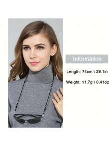 1pc Black Acrylic Eyeglasses Chain, Young Fashionable Sunglasses, Reading Glasses, Decorative Hanging Strap, Matching Neck Cord Chain
