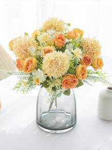 1PC/3PCS Artificial Rose, Hydrangea Flowers Silk Bouquets Fake Plants For Spring Wedding Vase For Home Dining Room Bedroom Decorations, Mother's Day Valentine's Day Festival Birthday Party Accessories, Outdoor Garden Decorations Autumn