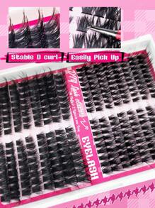 256/160/60 piezas Kit de extensión de pestañas postizas individuales en forma de D, esponjosas, con apariencia de ojo de gato izquierda y derecha, extra gruesas y naturales, densas y de larga duración, a prueba de agua y reutilizables, para principiantes, para uso diario, fiestas, viajes y festivales de música