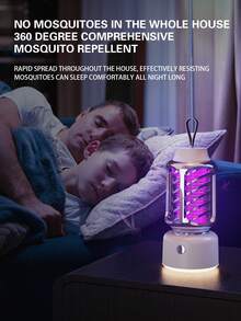 1 件 LED Be Silent 便携式电击灭蚊灯，紫色电动捕蚊器，可充电和插电两用，适用于室内、室外，杀死蚊子、昆虫、苍蝇、飞行，配有小刷子 - 彩色 - 查看 4