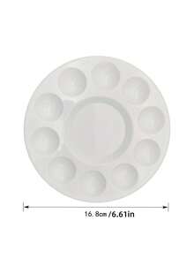5/10/15pcs White Circular Plastic Paint Palettes, For Students Painting In School Projects Or Art Classes, Back To School, School Supplies, Household Items - White - View 2