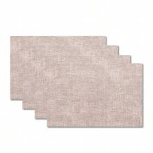 4pcs Solid Color Placemats, Elegant And Simple Design, 17.72 X 11.82 Inches, Machine Washable, Linen Fabric, Suitable For Restaurant, Party, Holiday, Dining Table Decoration