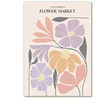 1 pièce Affiche optionnelle avec cadre, art mural de marché aux fleurs. Peinture sur canevas colorée, affiche végétale nordique. Image imprimée décorative pour le salon