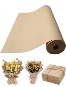 1 卷棕色牛皮纸，用于礼品包装，适用于鲜花、工艺品、搬家、包装纸、家居用品、花卉用品、礼品包装纸、婚礼包装、书籍封面、任何场合装饰、万圣节、圣诞节、节日活动