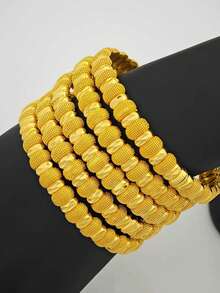 4 件 24k 金豆设计手链，中东迪拜女士时尚手链，阿拉伯和非洲婚礼礼物，感谢老师的礼物