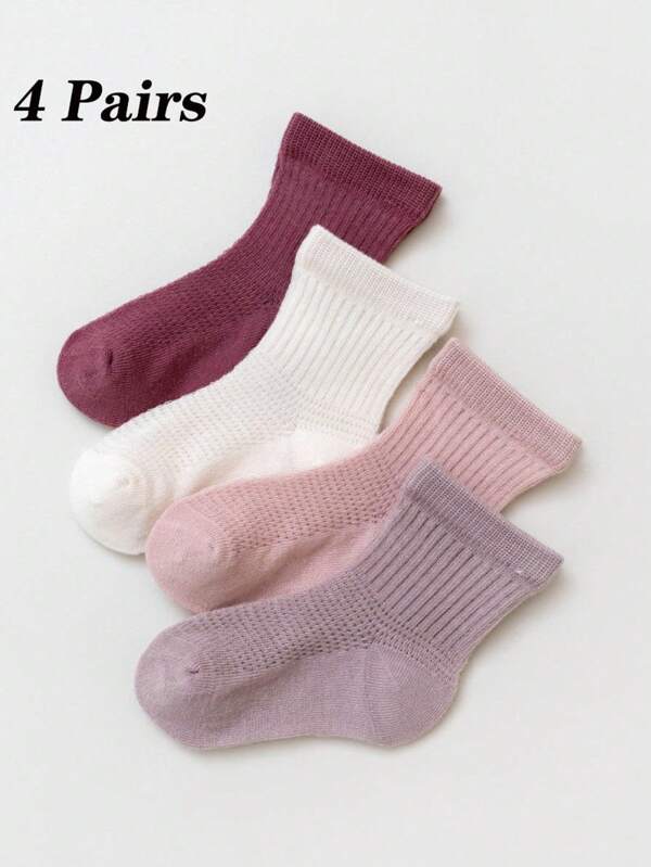4 Pairs Kids Breathable Mesh Crew Socks