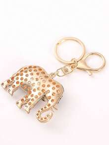 1pc Multi-Color Elephant Faux Crystal Rhinestone Zinc Alloy Animal Keychain, Graduation Gift Idea - Purple - View 3