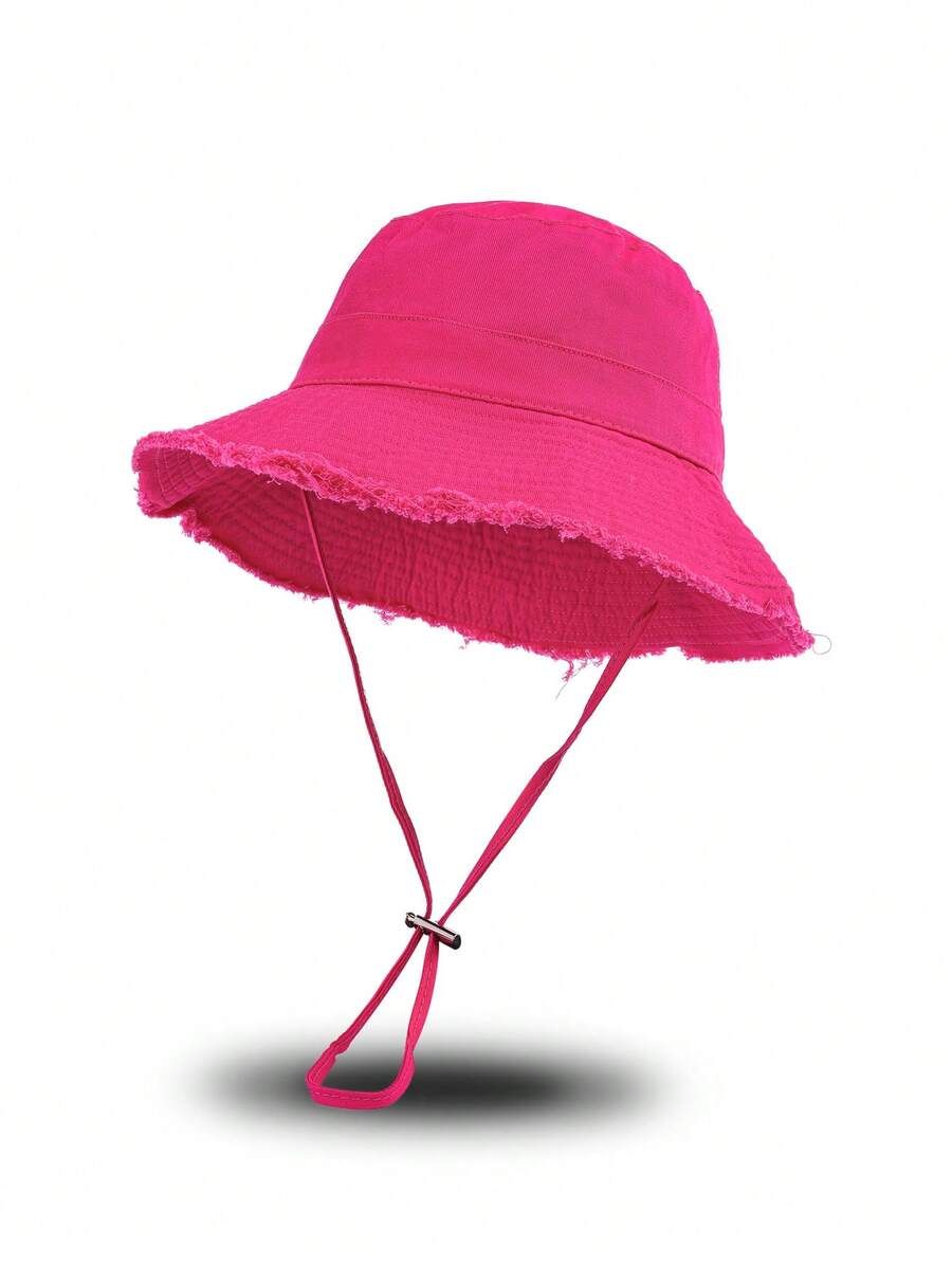 1pc Women's Denim Distressed Frayed Brim Hat, Sun Protection Outdoor Hiking Cap, Adjustable, Fashionable Daily Travel Headwear,Summer,Beach - Multicolor - View 1