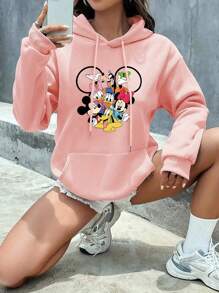 Disney Disney Authorized, Cartoon Printed Hooded Women's Sportswear, Sweet And Gentle Temperament Slim Fit Comfortable Hooded Sportswear, Suitable For Daily Casual Wear, Women's Hooded Sportswear, Disney Collaboration