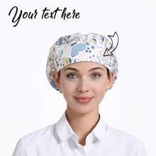 [Personalizado] 1 pieza Gorro de chef personalizado bordado para mujer, con múltiples patrones lindos disponibles para uso doméstico/de higiene - Multicolor - Ver 16