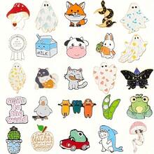 50/30/20/10 Pcs Random Mixed Enamel Brooch Bulk Set, Lapel Badges, Cartoon Plant Enamel Pin Sets, Funny Button Pins Jewelry For Backpack Cloths Hats Jacket Decoration Gift(Color/Pattern Random) - Pattern - View 4