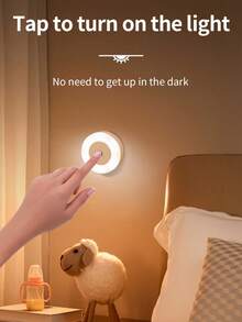 1/2/4 Stücke Bewegungsmelder Leuchte, berührbare Smart Sensor LED Nachtlicht mit warmem und kühlem weißem Softlicht, 3-Farben dimmbar, geeignet für Kinderzimmer, Flur, Schlafzimmer, Treppe, Badezimmer, Wohnzimmer, Schrank, kompaktes Design, einfache Installation, USB aufladbar, Innenbeleuchtung, runder Sensor Nachttischlampe, überall innen & außen verwendbar