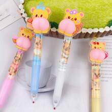 1pc Yellow Butter Bear Stress Toy Squeeze Butt Creative Neutral Pen Cute Press-Type Signing Pen School Supplies, Back To School