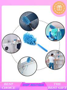 1pc Microfiber Duster For Cleaning, Hand Washable Dusters, Extendable Pole, Detachable Cleaning Brush Tool For Office, Car, Window, Furniture, Ceiling Fan - Multicolor - View 8
