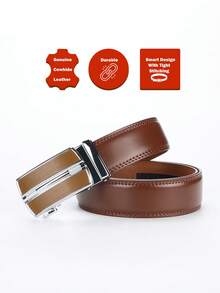 1/2 chiếc thắt lưng da thật có khóa cài cho nam - Khóa tự động có thể điều chỉnh, phong cách công sở thường ngày đa năng, Khóa hợp kim bền, tấm da chất lượng cao, dễ đeo và phù hợp với mọi dịp - DP68 69 - Xem 3