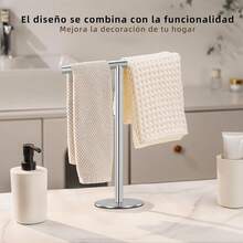 BTOOTB Soporte para Toallas de Mano, Toallero Vertical en Forma de, Toallero Negro Mate de Acero Inoxidable, Adecuado para Encimeras de Baño, Cocina y Tocador, Estilo Minimalista (Plata) - pago - Ver 4