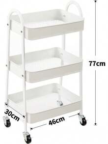 Carro de Almacenamiento Organizador Multiusos: Carro de baño de Almacenamiento de 3 Niveles, Carro de Cocina, Estante Organizador con Ruedas para Cocina, Sala de Estar, Oficina - Blanco 01 - Ver 11