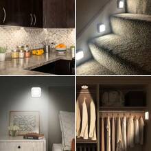 1pc/3pcs Auto Sensor LED Night Light, Wireless Wall Lamp, Battery Powered (Batteries Not Included), Suitable For Stairs, Cabinets, Bathroom, Steps, Bedroom, Corridor And Indoor Decor Lighting - Silver - View 10