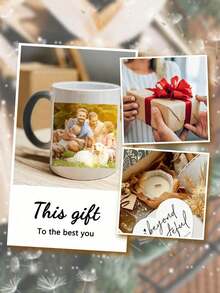 1 Personalized Magic Coffee Mug, 11 Oz - Customized Mug With Picture, Photo - Hot Customized Coffee Mug | Color Changing Mug, Personalized Gift For Family, Women, Men, Suitable For Christmas - 黑色 - 查看 8