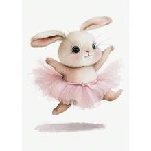 1 pezzo Stampa su tela con coniglio ballerina carino, poster e stampe di animali da ballet, opera d'arte da parete per camera di ragazze, cameretta, decorazione per la casa, con cornice opzionale - Multicolore - Visualizzare 29