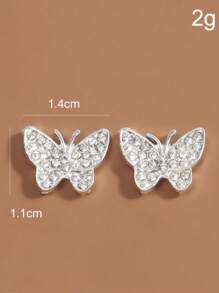 1 par de adhesivos con diseño de mariposa de moda en color plateado para el escote