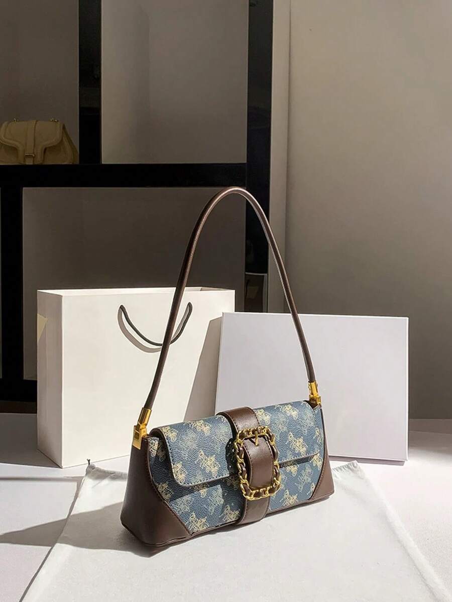 女士时尚百搭休闲日常通勤情人节礼物腋下优雅法棍包 - 彩色 - 查看 1