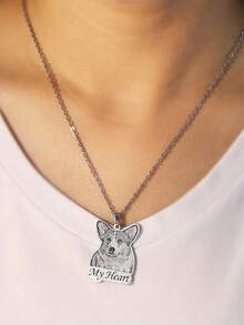 Personalized Family Portrait Keychain Pet Portrait Personalized Pet Keychain Heart Pendant Mom Keychain Necklace Set Unique Gift - Silver - View 3