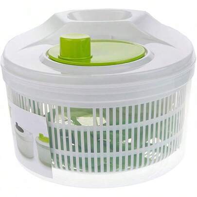 Centrifugadora de Ensalada lechuga, Escurridora de Verdura y Secadora de Lechuga tipo Salad Spinner con Colador Integrado, Funcionamiento Giratorio, Sin BPA, Capacidad 2.5 litros, diámetro 23cm (Blanco)