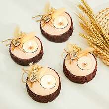 10支/4支/1支装家居装饰香氛蜡烛，木质烛台，新娘礼物烛台，复古木质心形烛台，适用于冥想、酒店或婚礼装饰、现代家居蜡烛、房间装饰、生日毕业礼物、DIY乡村农舍桌面装饰（芦苇草、满天星随机组合发货），感恩节、新年、圣诞节、情人节装饰烛台