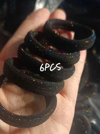 6pcs Fashion Solid Gold Silver Lotus Root Pink Fine Glitter Hair Ties Sponge High Elasticity High Quality Hair Ties Women Girls Simple Elegant Fashion Hair Accessories Hair Ties Ponytail Holders Hair Elastics Hair Rubber Bands Scrunchies Hair Rope Elastic Hair Tie, Hair Bobbles Hair Ties Head Accessories Elastic Band