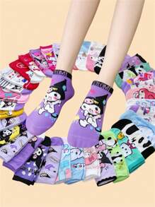 Sanrio 5/6/10/15/20/30 pares de calcetines cortos de verano transpirables con estampado Sanrio, que absorben la humedad