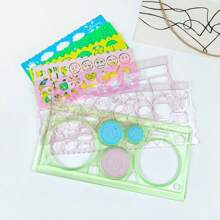 7pcs Multifunction Ruler Set, Geometry Drawing Hollow Scale Drafting Stencils For Students