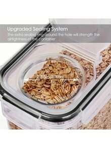 4pcs2.5L Airtight Food Storage Container With Lid, Dry Food Cans Free Of Bisphenol A, Lactose, Grains, Pasta, Flour, And Sugar For Organization And Storage, Labeled And Labeled, Dishwasher Washable, Plastic Food Storage Cans, Household Kitchen Utensils - Đen và trắng - Xem 6