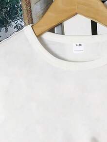 2pcs/Set Tween Girls Letter Slogan & Cherry Print Crop Top T-Shirt & Sports Shorts Set, Spring/Summer Outfit - White - View 7