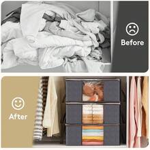 6 Pack Clothes Storage Bins With Lids, Foldable Blanket Storage Bags With Zippers, Clear Window And Reinforced Handles, Closet And Organization For Clothing, Sweater, Comforter, Bedding, Gray-Cb - Grey - View 9