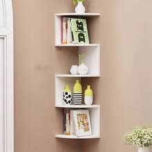 5-Tier White Corner Wall Mount Shelf - Space Saving Plastic Multi-Layer Storage Rack For Home, Structure Suitable For Books & Decor, Hanging Shelving/Bookshelf - Multicolor - View 10