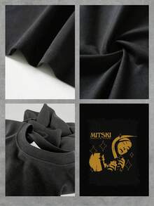 Men's Artistic MITSKI T-Shirt With Double Sided Print - màu đen - Xem 4