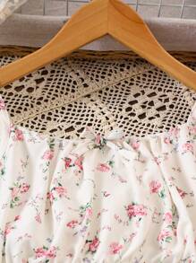 Vestido de tirantes finos con hombros al descubierto y estampado floral elegante para niñas, para primavera/verano