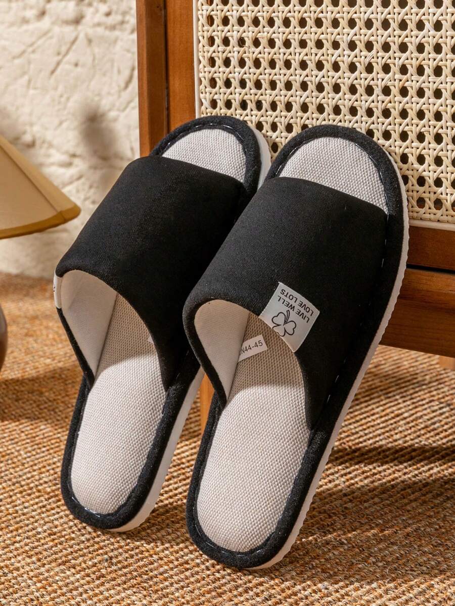 Men's Casual Indoor Slippers - Comfortable, Non-Slip, Breathable Open Toe For Spring/Summer, Couples - Black - View 1
