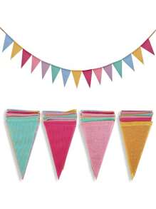 Set di 12/15 bandiere di tessuto multicolore, bandiere appese multifunzionali per decorare casa ed eventi, perfette per matrimoni, compleanni, Pasqua, Natale, Ognissanti, Ringraziamento, Capodanno, giardino, ritorno a scuola, laurea. Decorazioni pasquali, colori misti con corda di iuta, decorazioni a bandiera in fasce pastello