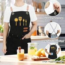 1pc Customizable Black Canvas Apron With 4 Pockets, Thickened And Wear-Resistant, Suitable For Cooking, Grilling And DIY, Durable Polyester Material, Ideal For Holiday Parties, Christmas, New Year And Valentine's Day - Unisex Design, Professional Cooking Apron, Adjustable